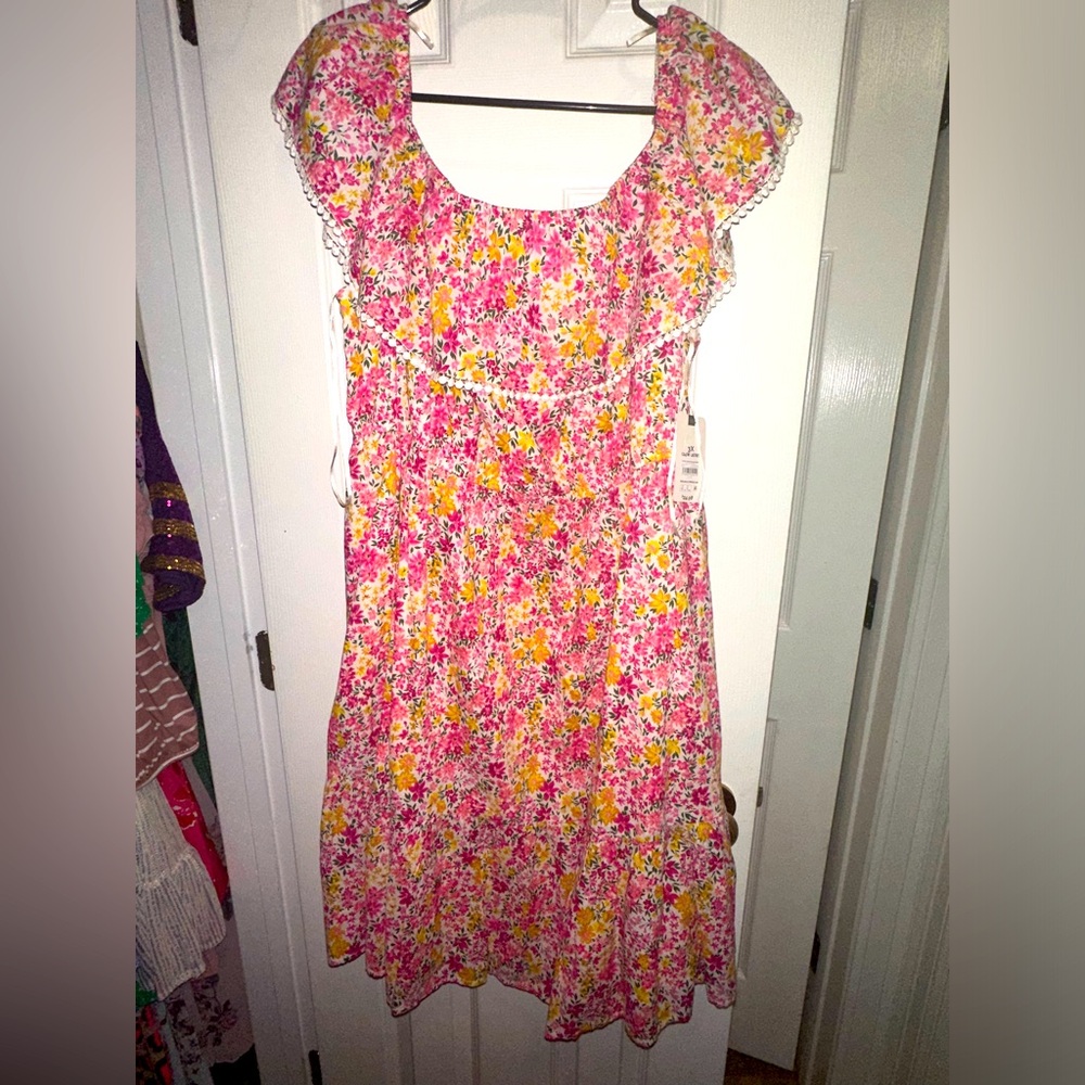 Pink floral sun dress